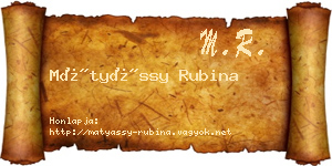 Mátyássy Rubina névjegykártya